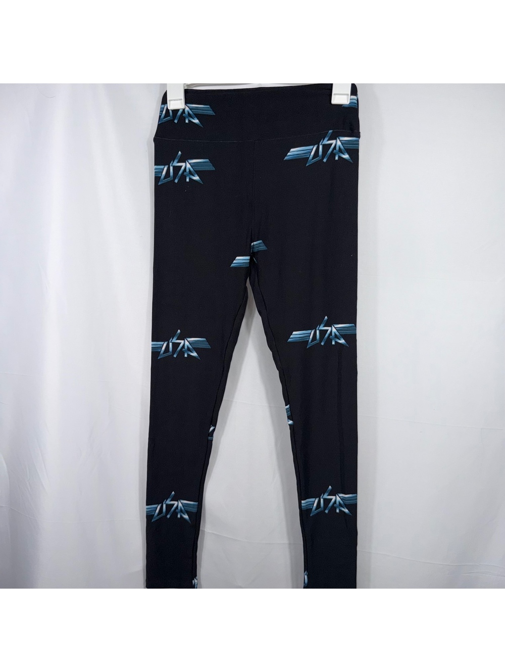 LuLaRoe One Size Black Blue Geometric Leggings
